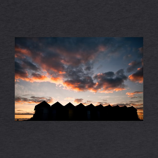 Silhouetted Beach Huts at Blyth (2) by Violaman